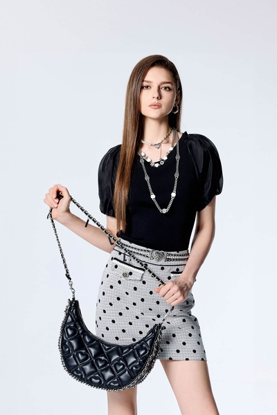 Organza Sleeve Knit Top