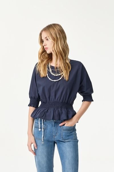 Elastic Waist Navy  Top