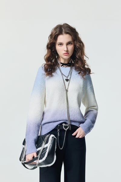 Colour Block Long Sleeve Knit Top