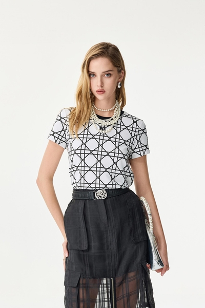 Short Sleeve Geomatric Print Tee