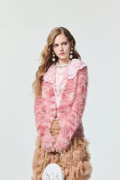 V-neck Fringe Knit Cardigan