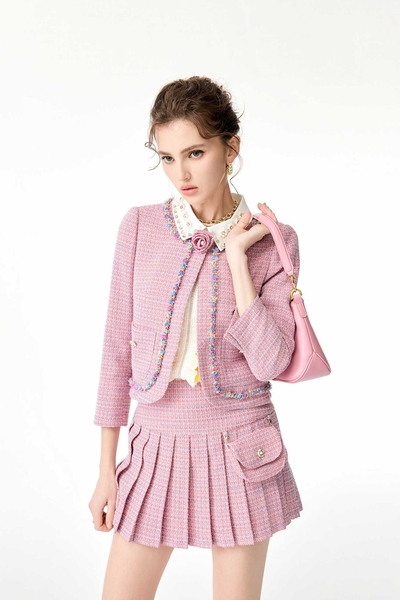 Multi Colour Trim Detail Tweed Jacket