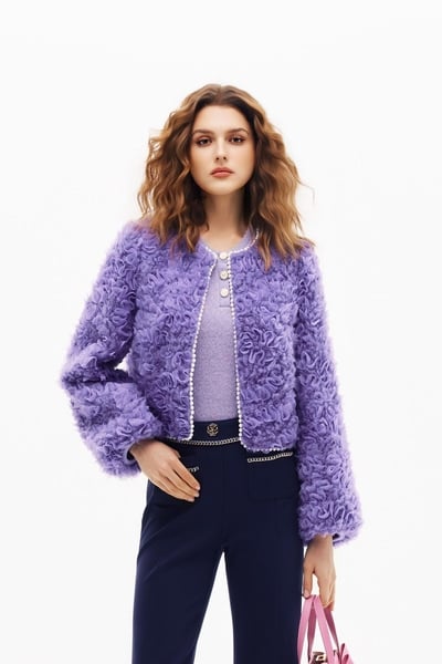3-D Mesh Floral Detail Purple Jacket