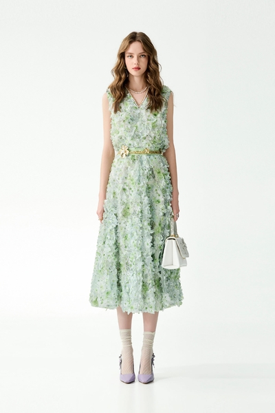 3-D Floral Detail Maxi Skirt