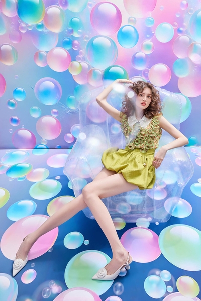 Green Bubble Short Skirt