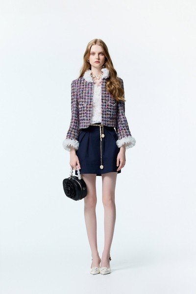 Navy Puff Short Skirt