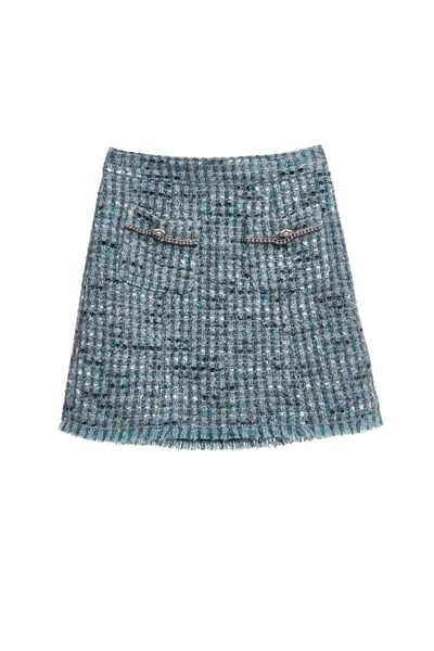Powder Blue Tweed Skirt