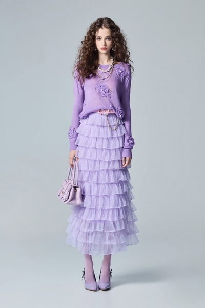 Organza Tiered Maxi Skirt