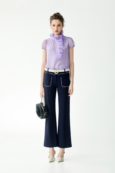 Contrast Trim Detail Patch Pocket Pants