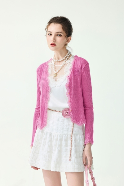 White Textured A-line Shorts