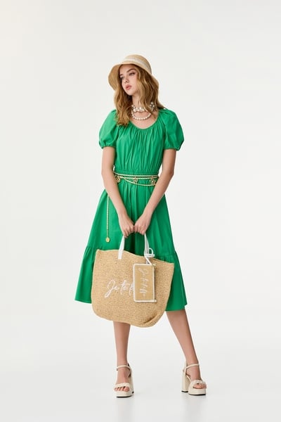 Bow Detail Puff Sleeve Dress