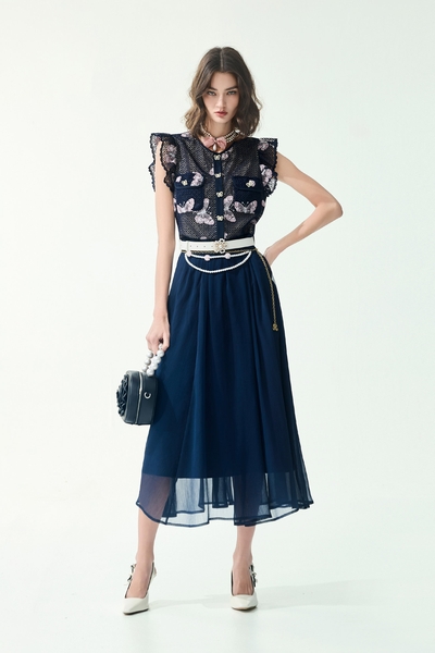 Butterfly Embroidery Maxi Dress
