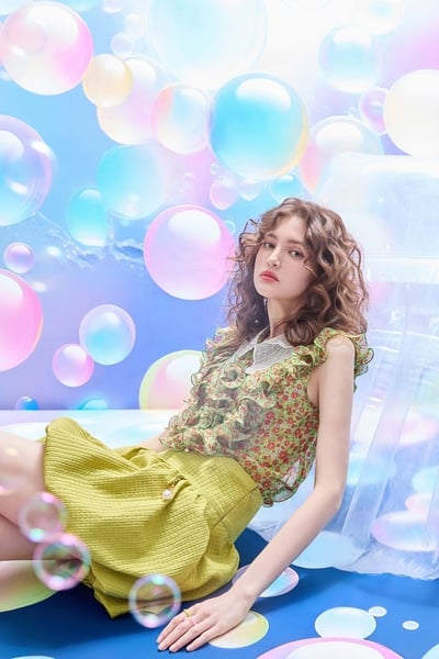 Ruffle Detail Floral Print Chiffon Vest