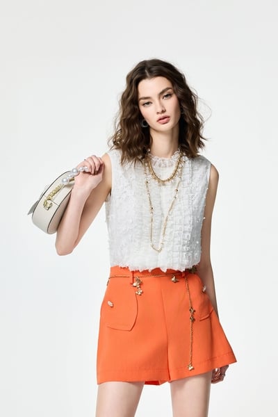 Butterfly Detail Ruffle Lace Vest