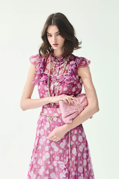 Floral Print Ruffle Vest