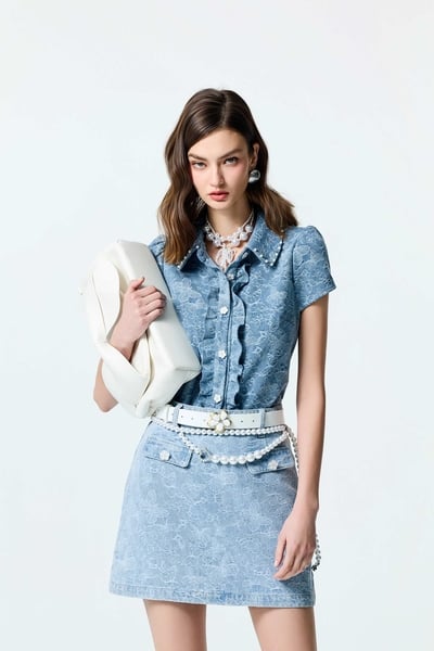 Butterfly Detail Denim Top