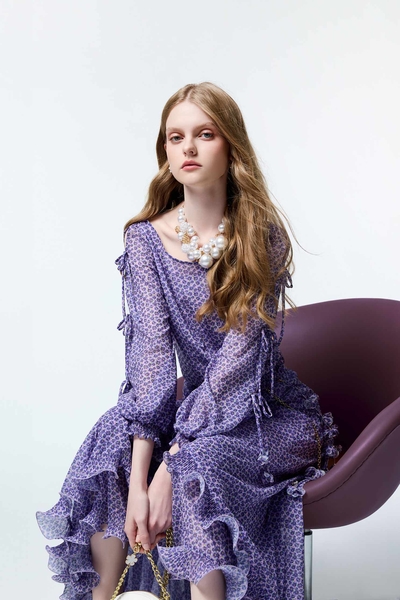 Floral Print Purple Top