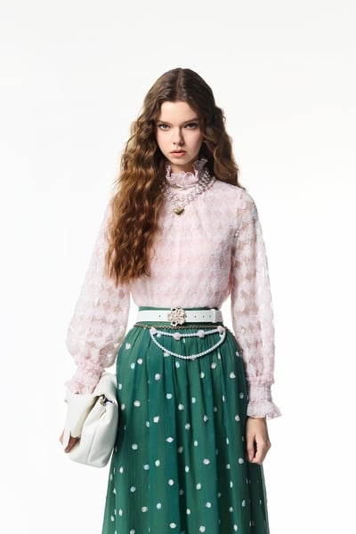 Rose Lace Detail Mesh Top