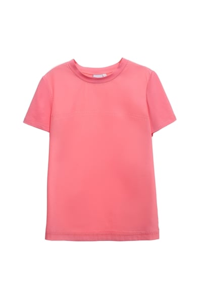 Short Sleeve Pink Tee With Navy Stitching Detail