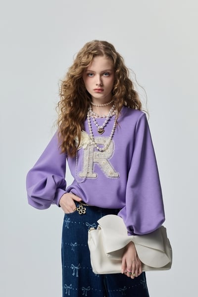 R Logo Purple Long Sleeve Top