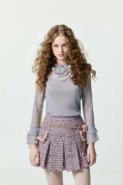 Ruffle Detail Long Sleeve Top