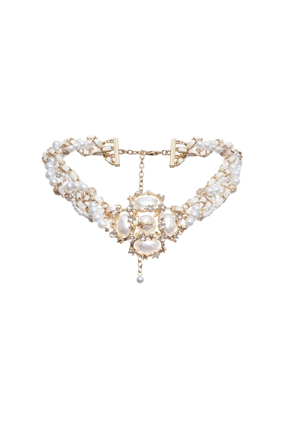 Braided Chain Pearl Detail Necklace