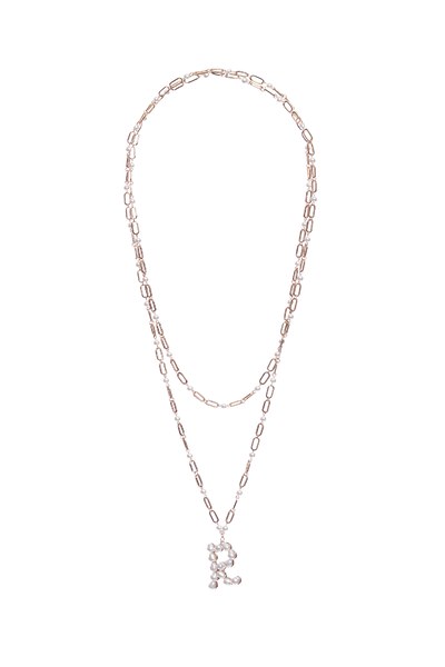 Two Layer Necklace With R Pendant
