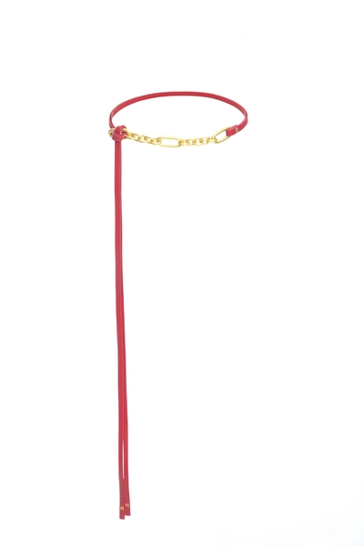 White Leather Chain Belt