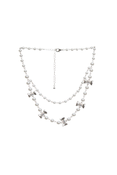 Bow Detail Pearl Necklace