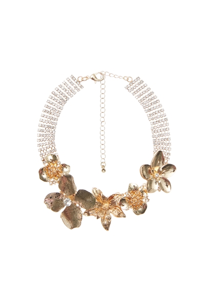 Diamonte Floral Chunky Necklace