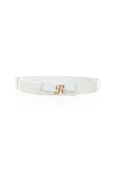 R Logo Front Bow Leather Belt