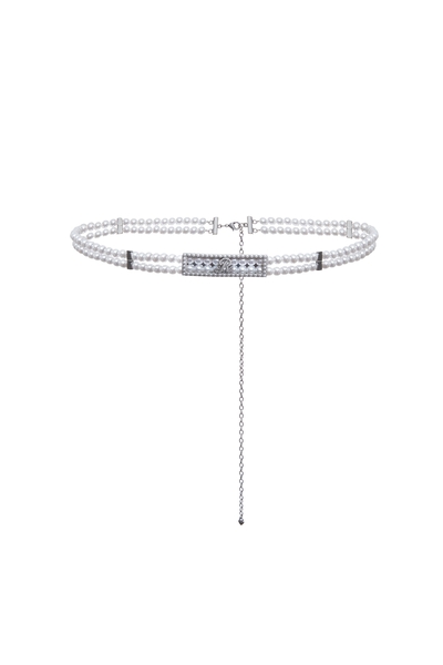 R Logo Pearl Chain Waist Belt