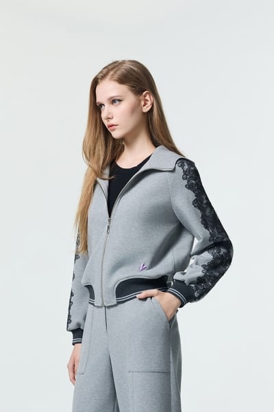 Lace Detail Bomber Jacket