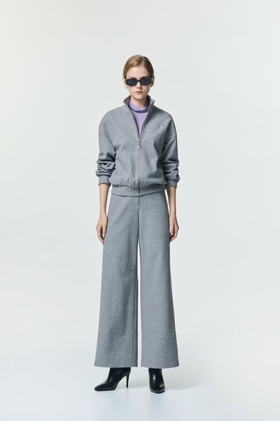 Minimalist Grey Wide Leg Pants