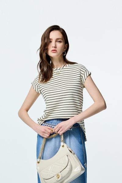 Stripe Cap Sleeve Tee