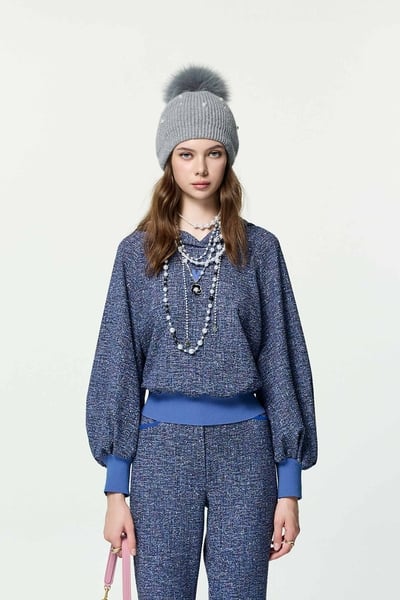Hoodie Tweed Top