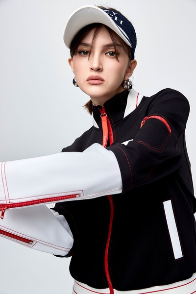 Color-Blocked Biker Style Jacket