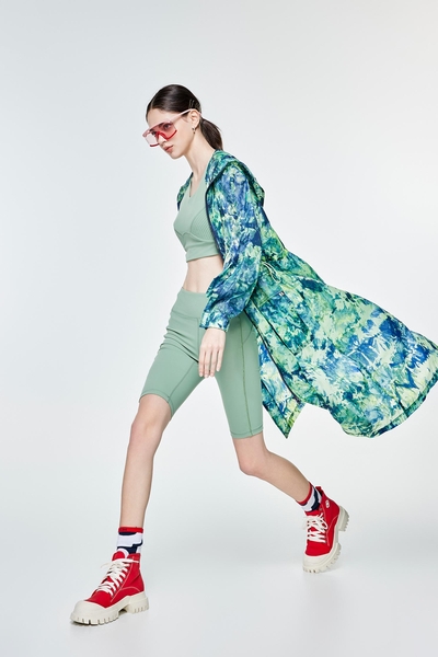 Fresh Leaf Green Tie-Dye Printed Jacket