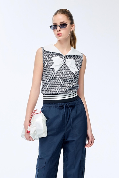 Branded Logo Printed Tank with Bow Detail