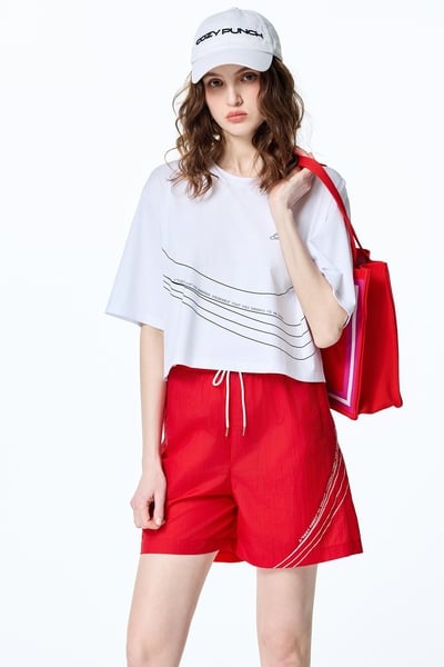 Planetary Graphic Print Crop Tee