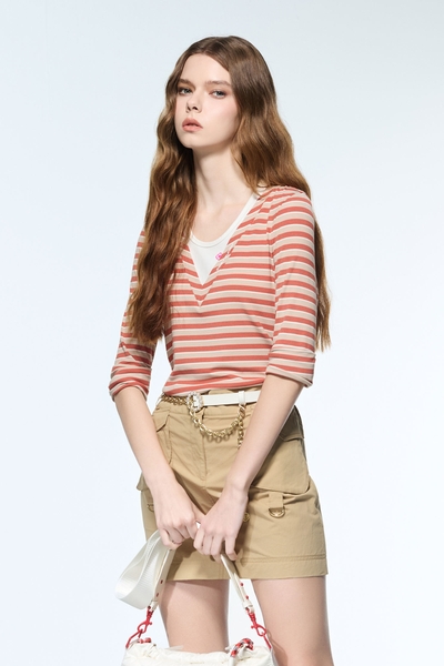 Fake Two Piece Stripe Tee