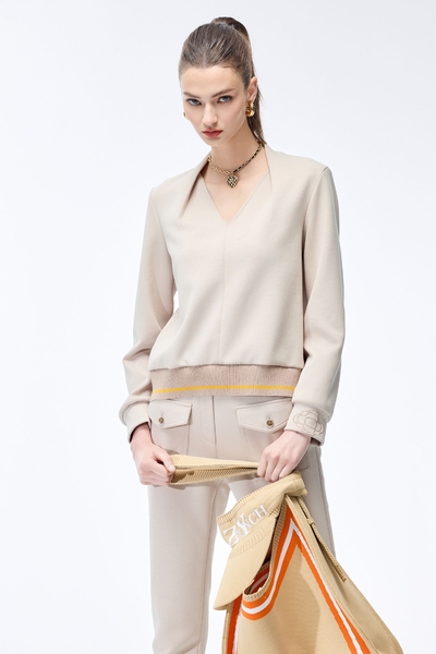 Light Wood Color Long Sleeve Top